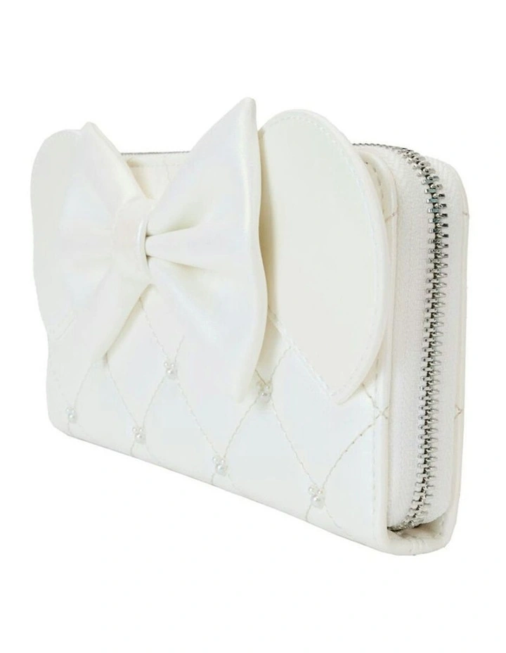 Irredescent Wedding Leather Zip Around Wristlet Wallet 8x4 in White image 2