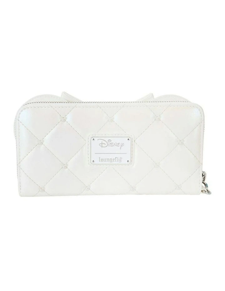 Irredescent Wedding Leather Zip Around Wristlet Wallet 8x4 in White image 3