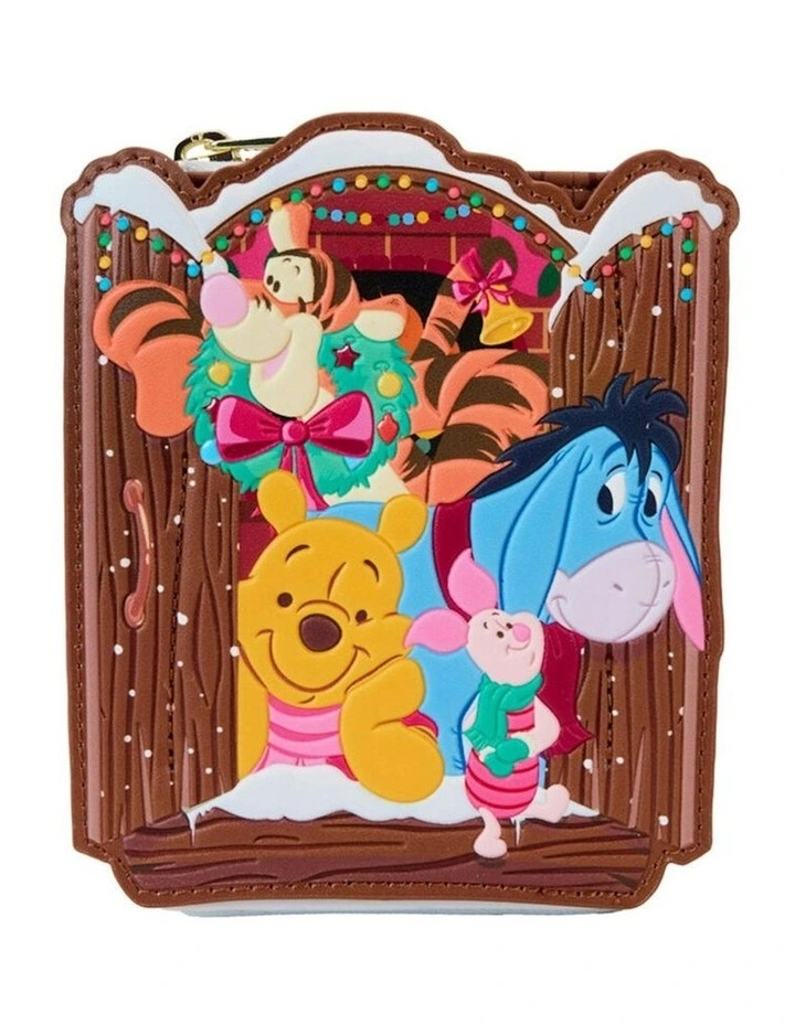 Winnie The Pooh & Friends Holiday Scene Zip Wallet in Brown image 1