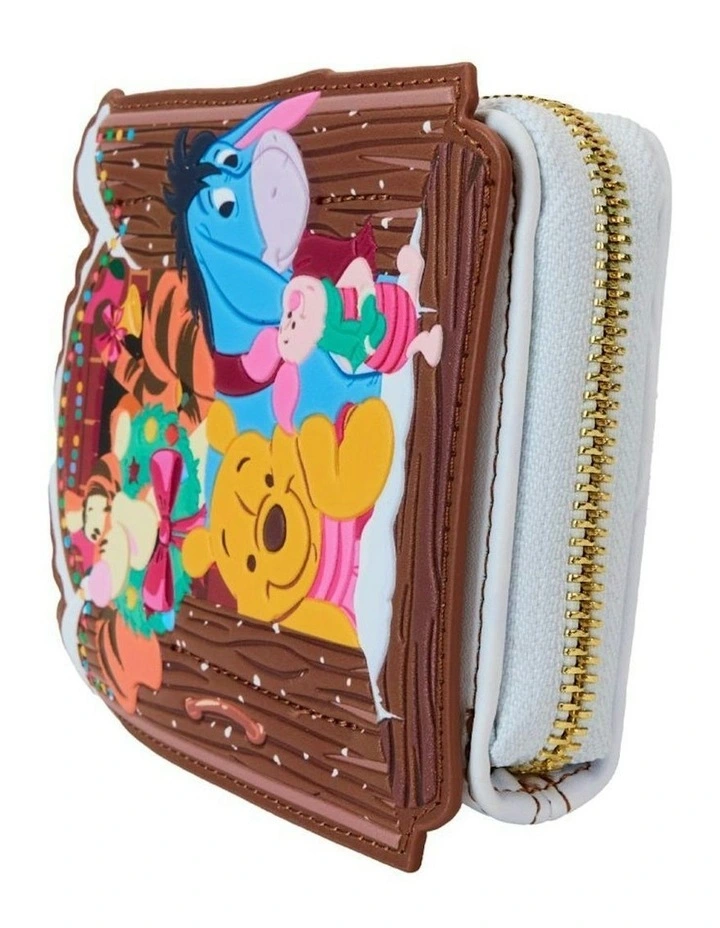 Winnie The Pooh & Friends Holiday Scene Zip Wallet in Brown image 5