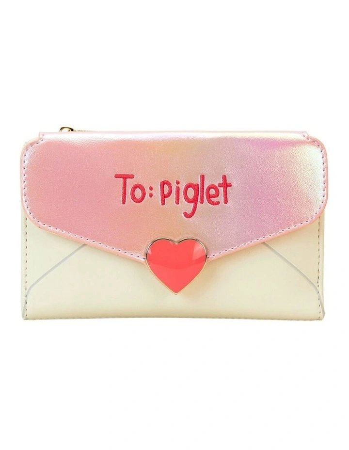 Winnie The Pooh Love Letter Flap Leather Wallet in Pink image 1