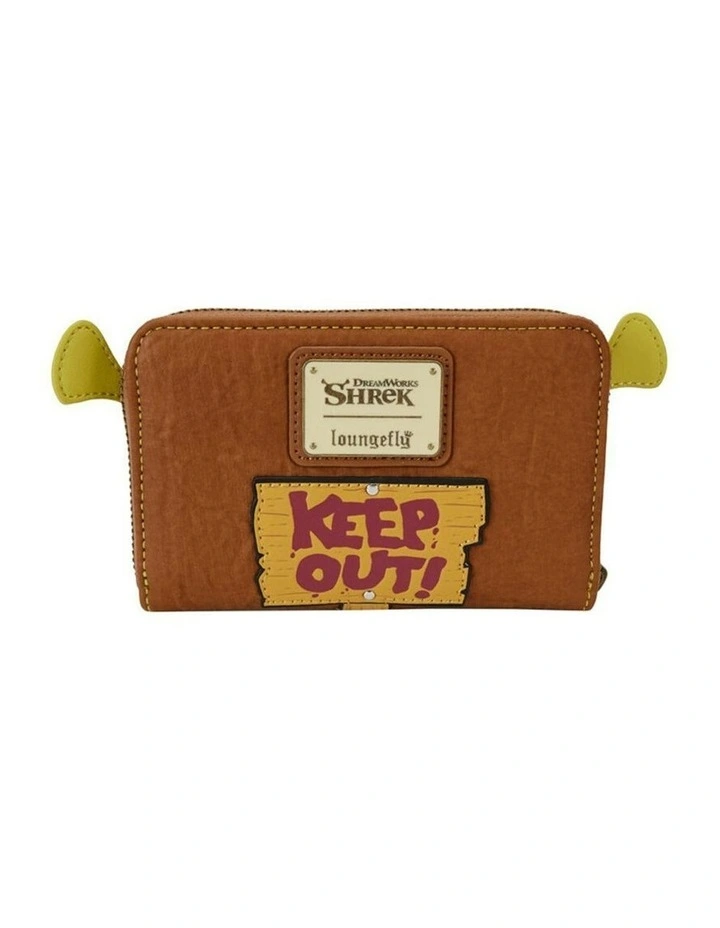 Vegan Leather Keep Out Cosplay Die-Cut Shape Zip Wallet 6x4 in Multi image 3