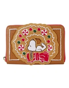 Snoopy Gingerbread Wreath Zip Wallet 6x4 in Multi