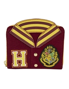 Harry Potter Gryffindor Hogwarts Crest Varsity Jacket Zip Wallet in Brown