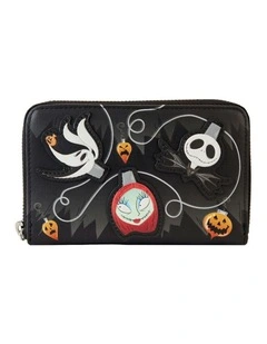 The Nightmare Before Christmas Tree String Lights Glow Zip Wallet in Black