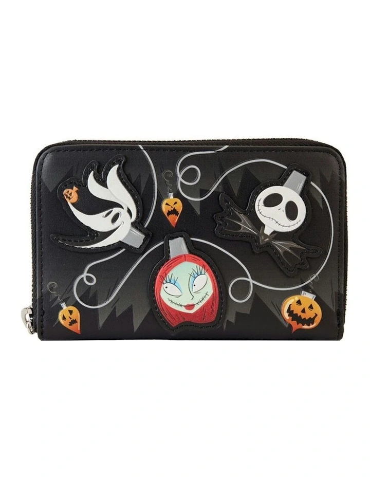 The Nightmare Before Christmas Tree String Lights Glow Zip Wallet in Black image 1