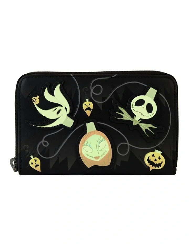 The Nightmare Before Christmas Tree String Lights Glow Zip Wallet in Black image 2