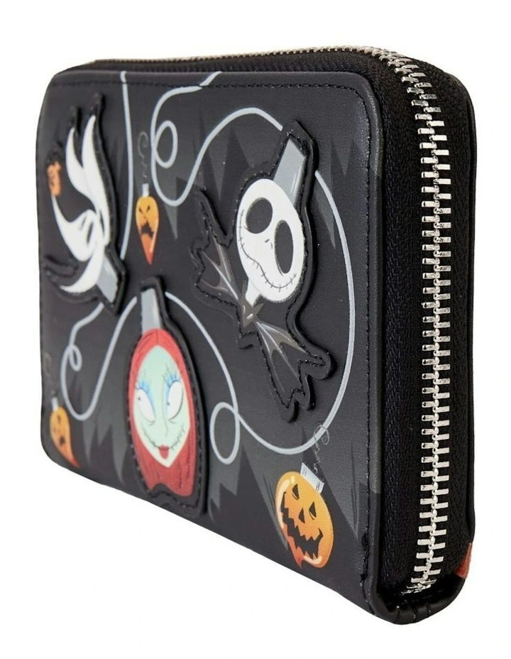 The Nightmare Before Christmas Tree String Lights Glow Zip Wallet in Black image 3