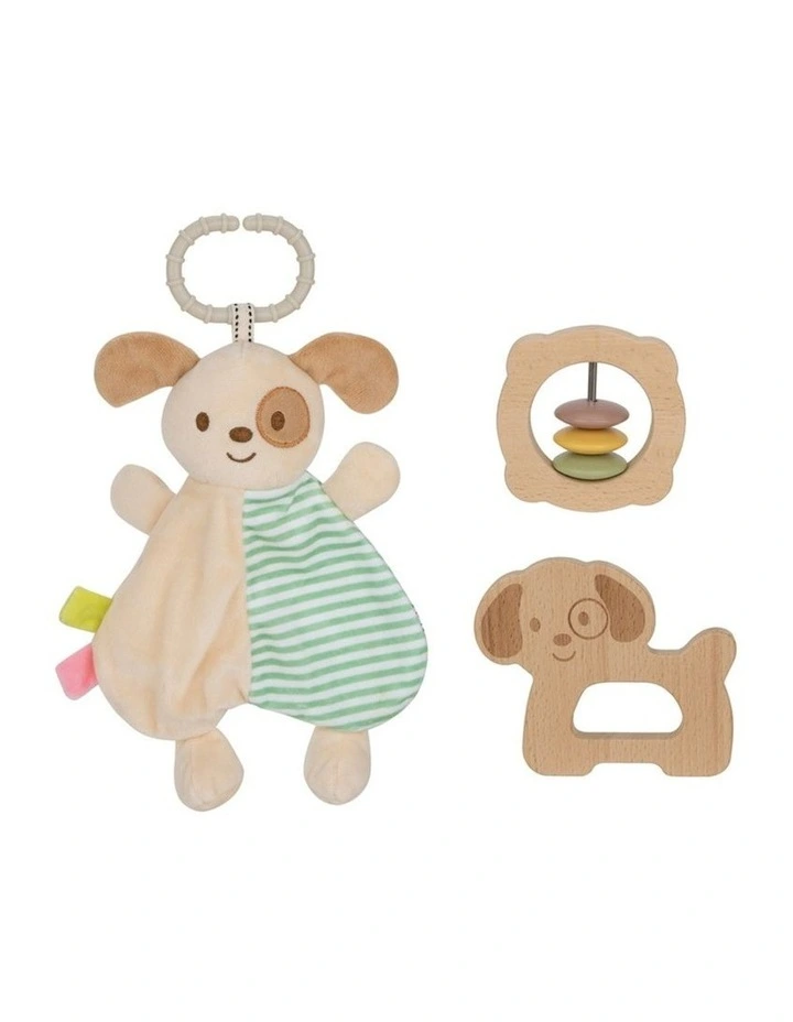 Comforter Wooden Rattle Puppy Dog Set Of 3 Pieces image 1