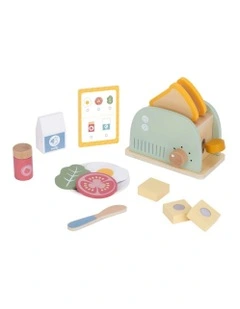 Wooden Toaster Breakfast Interactive Fun Play Set 3y+