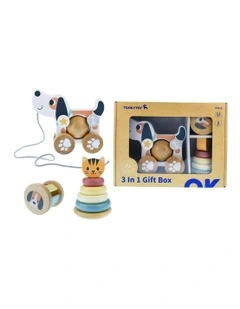 8 Pieces 3-In-1 Baby Comforter Rattle Gift Set - Cat & Puppy Dog 12m+
