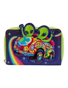 Cosmic Alien Ride Zip Around Wallet Coin Purse Card Holder in Multi