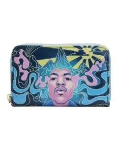 Psychadelic Landscape Glow Zip Around Coin Purse Wallet in Blue