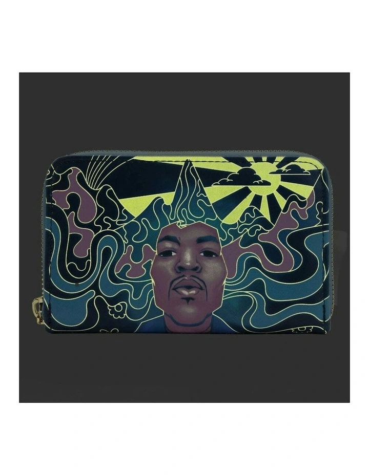Psychadelic Landscape Glow Zip Around Coin Purse Wallet in Blue image 2