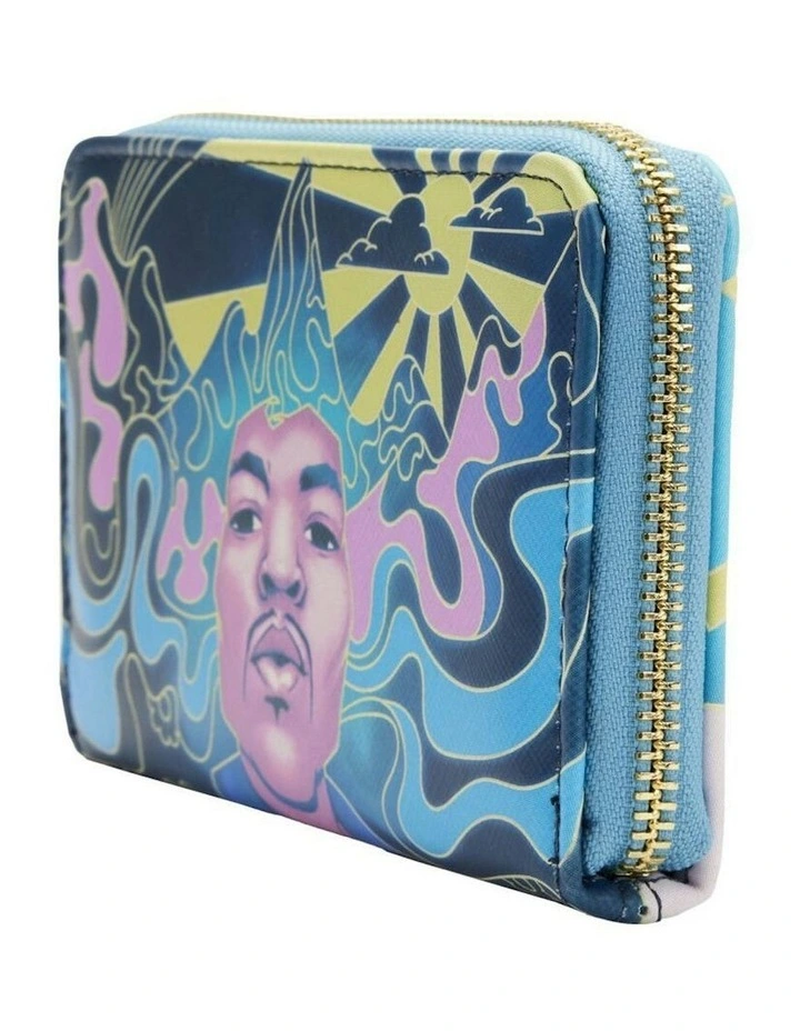 Psychadelic Landscape Glow Zip Around Coin Purse Wallet in Blue image 3