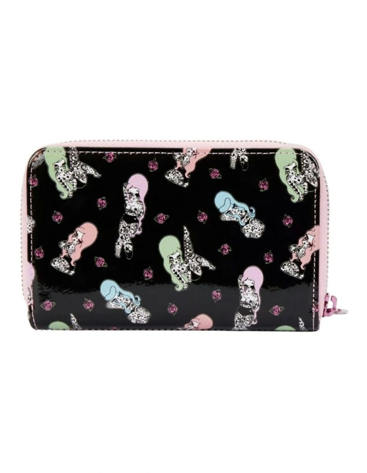 Shiny Faux Leather Lucy Tattoo Zipped Around Closured Wallet 4 in Black image 1