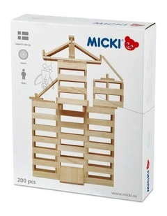 Building Planks Fun Wooden Toy 200 Pieces in Natural