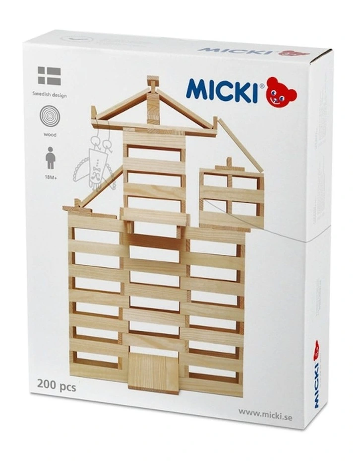 Building Planks Fun Wooden Toy 200 Pieces in Natural image 1
