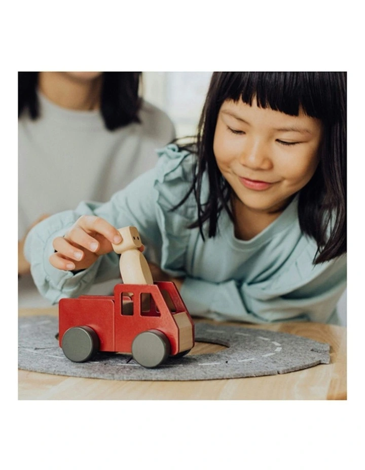 World Fire Truck Engine Set Fun Play Wooden Vehicle Toy image 2