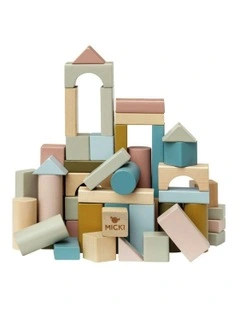 Premium Fun Play Wooden Shapes Building Block Toys 60 Pieces