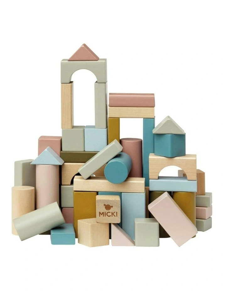 Premium Fun Play Wooden Shapes Building Block Toys 60 Pieces image 1