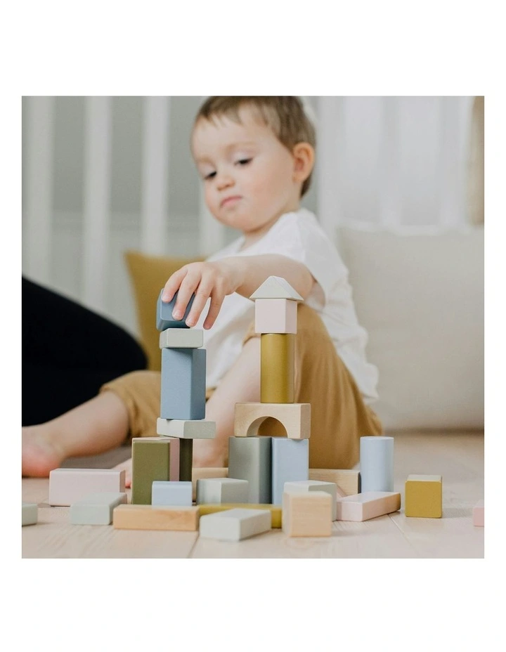 Premium Fun Play Wooden Shapes Building Block Toys 60 Pieces image 2