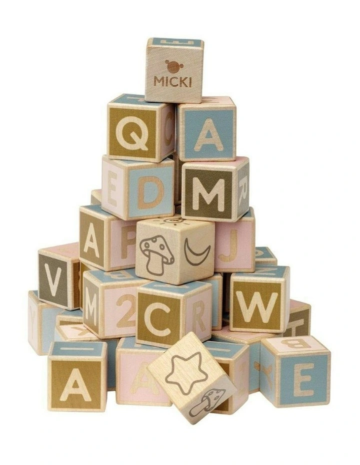 Letter & Number Fun Play Building Wooden Blocks Toy 36 Pieces image 1