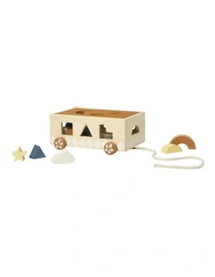 Shape Sorter Fun Wooden Pull Cart Learning Toy