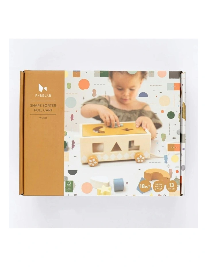 Shape Sorter Fun Wooden Pull Cart Learning Toy image 3