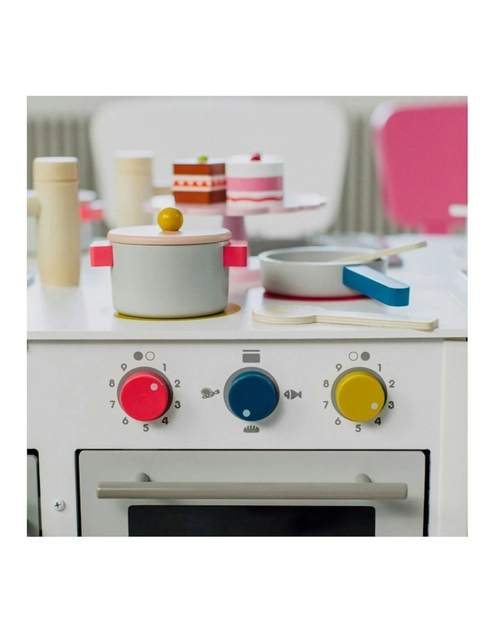 Wooden Pots & Pans Set Fun Play Kitchen Pretend Toys image 2