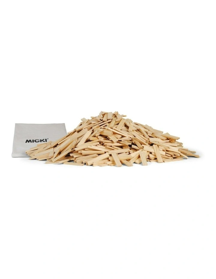 Wooden Natural Toy Fun Play Building Planks 1000 Pieces image 1