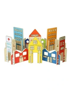 26pc The Happy Architect Town Kids Wooden Toy Fun Play Build 2 