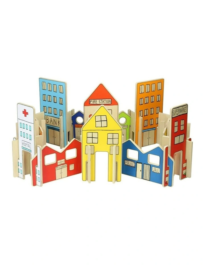 26pc The Happy Architect Town Kids Wooden Toy Fun Play Build 2  image 1