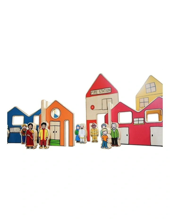 26pc The Happy Architect Town Kids Wooden Toy Fun Play Build 2  image 2