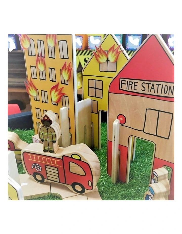 26pc The Happy Architect Town Kids Wooden Toy Fun Play Build 2  image 3