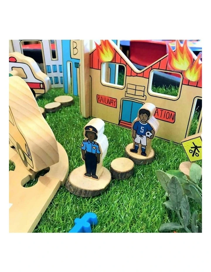 26pc The Happy Architect Town Kids Wooden Toy Fun Play Build 2  image 4
