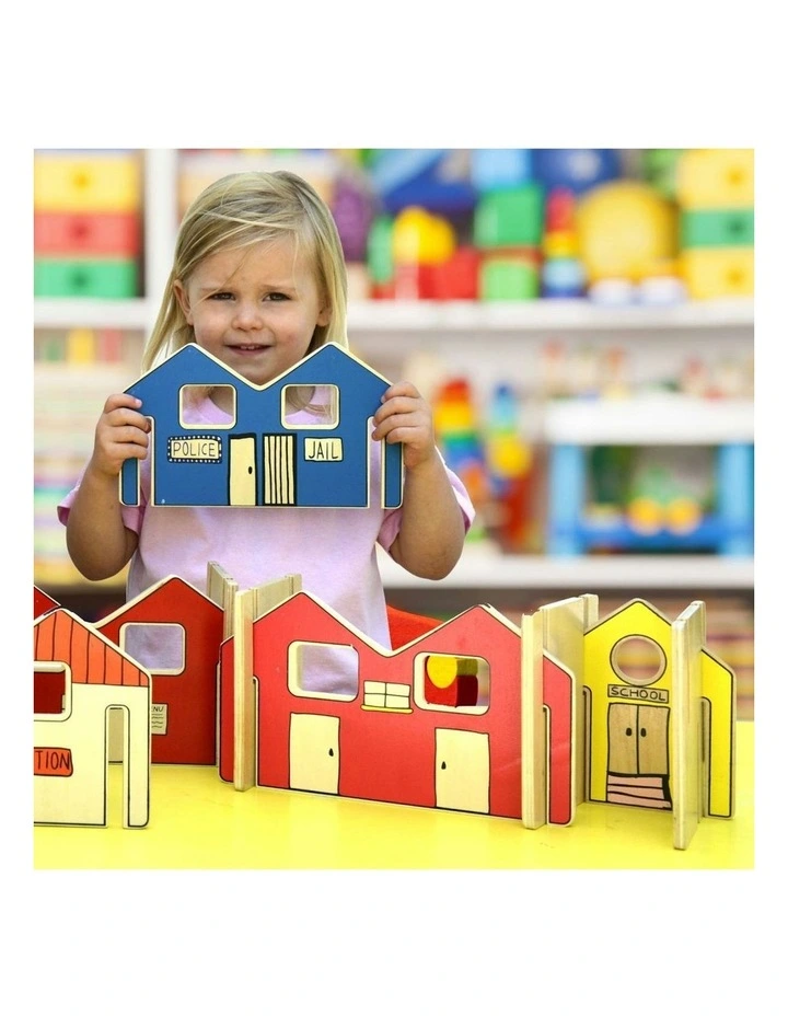 26pc The Happy Architect Town Kids Wooden Toy Fun Play Build 2  image 5
