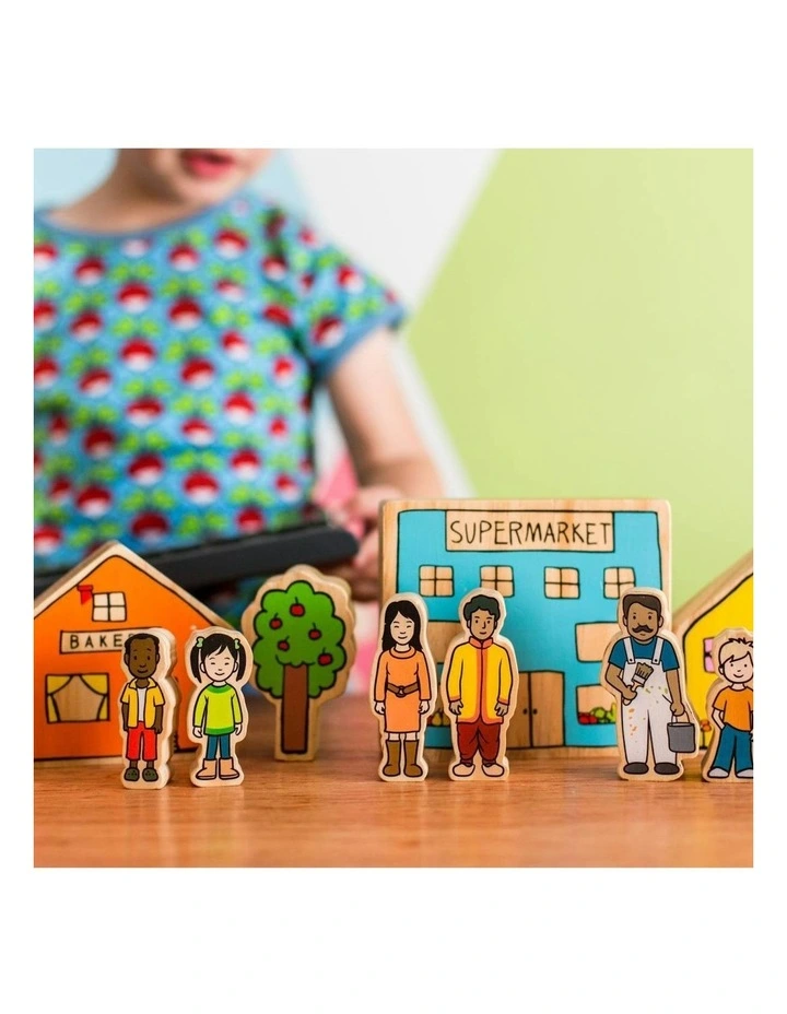 20pc The Busy Village Kids Wooden Toy Interactive Fun Play 18m image 2