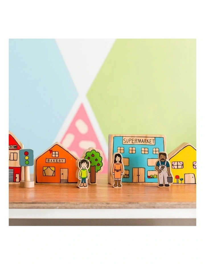 20pc The Busy Village Kids Wooden Toy Interactive Fun Play 18m image 4