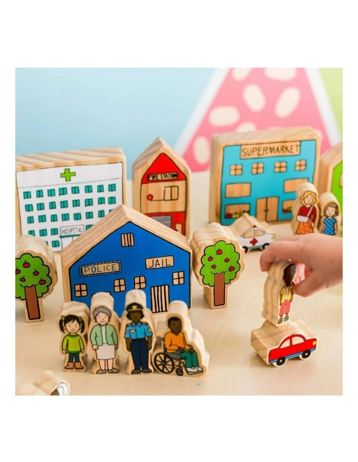 20pc The Busy Village Kids Wooden Toy Interactive Fun Play 18m image 5