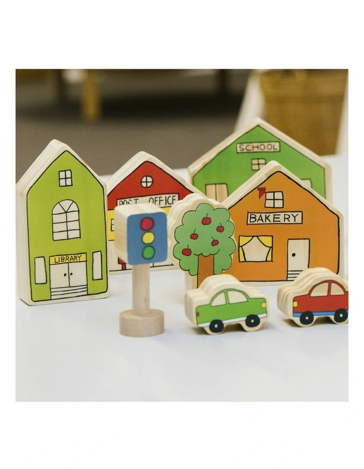 20pc The Busy Village Kids Wooden Toy Interactive Fun Play 18m image 6