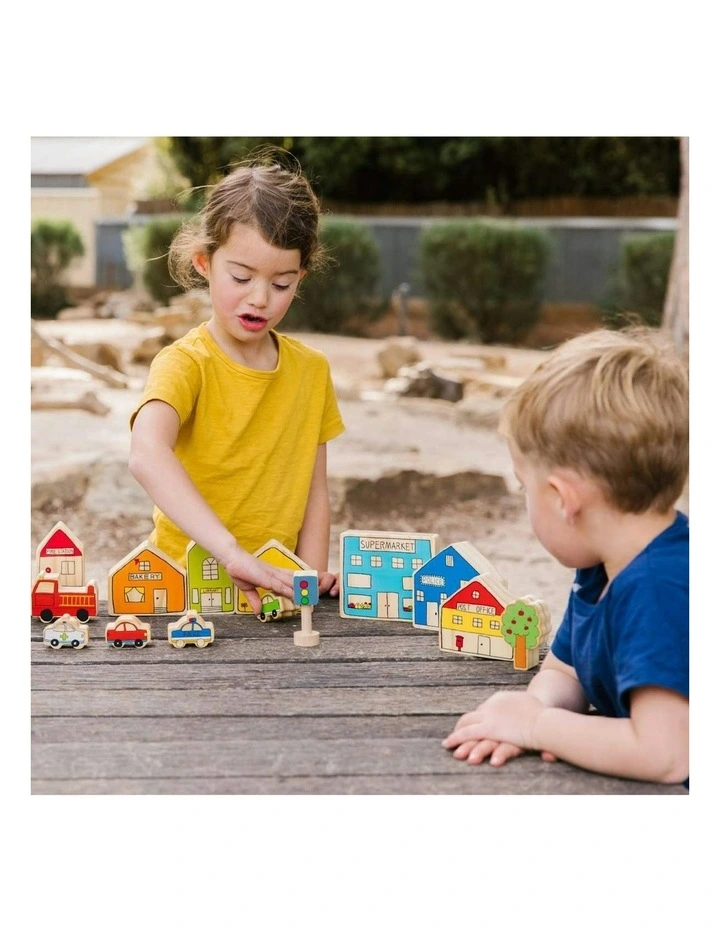 20pc The Busy Village Kids Wooden Toy Interactive Fun Play 18m image 7