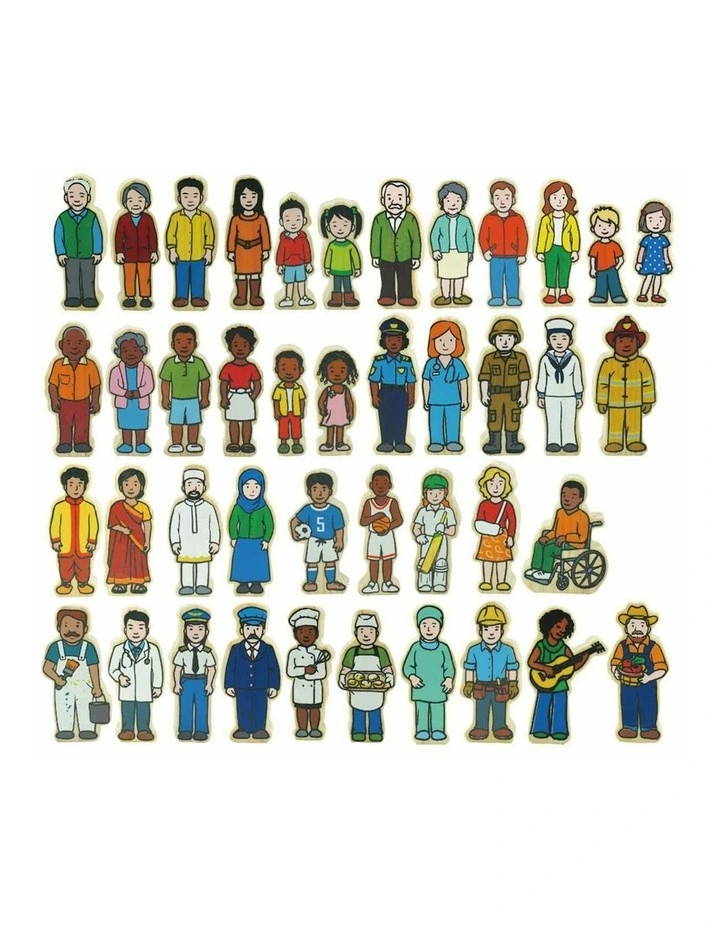 38pc Village People Kids Wooden Toy Interactive Fun Play 12m  image 1