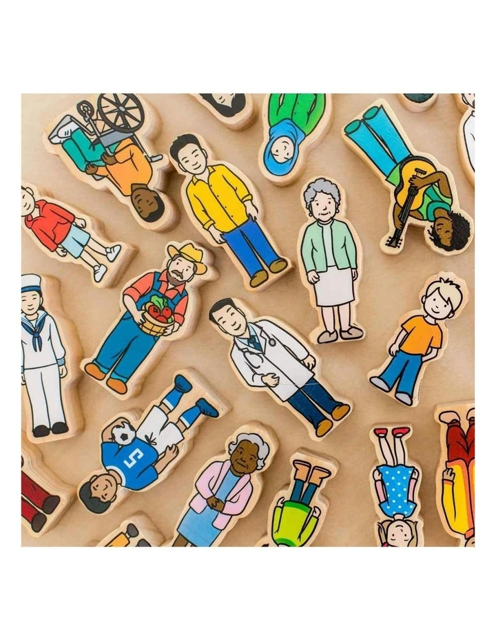 38pc Village People Kids Wooden Toy Interactive Fun Play 12m  image 4