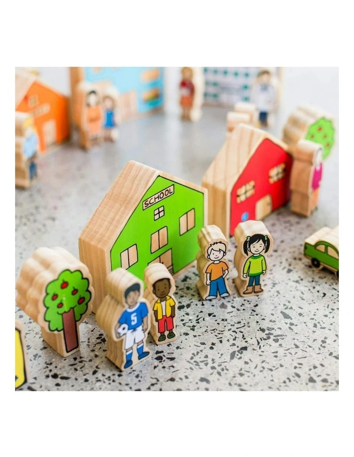 38pc Village People Kids Wooden Toy Interactive Fun Play 12m image 6