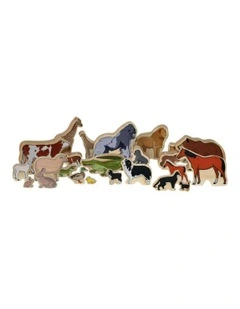 24pc Animal Families Kids Wooden Toy Fun Interactive Play 12m 