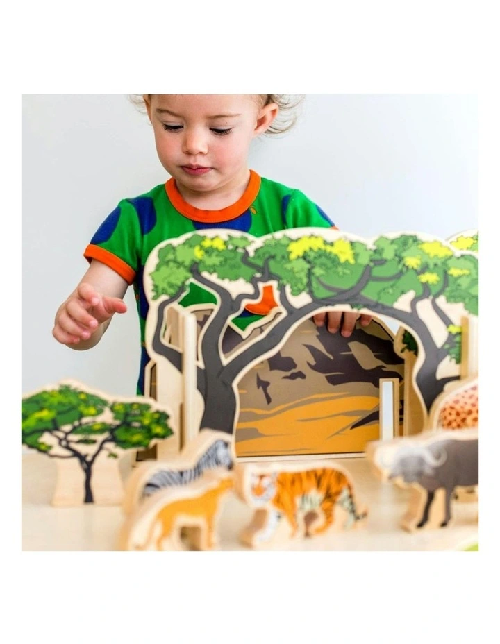 20pc Animals In The Wild Kids Wooden Toy Fun Interactive Play 2  image 3