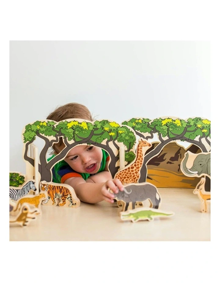 20pc Animals In The Wild Kids Wooden Toy Fun Interactive Play 2 image 4
