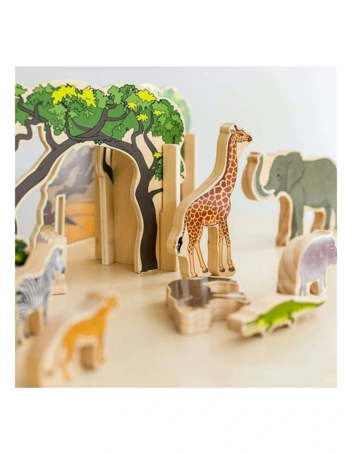 20pc Animals In The Wild Kids Wooden Toy Fun Interactive Play 2  image 5