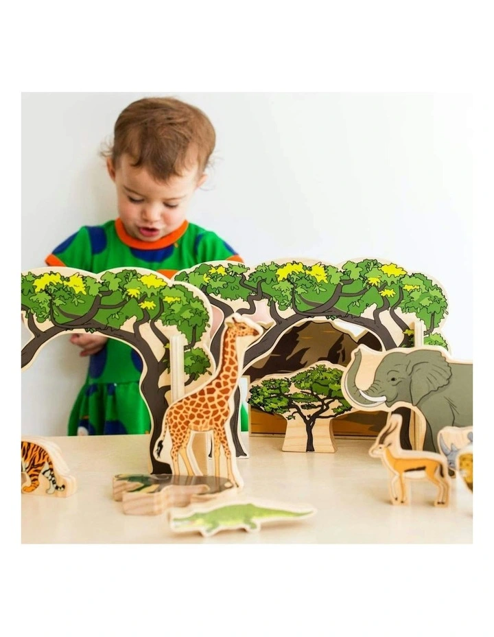 20pc Animals In The Wild Kids Wooden Toy Fun Interactive Play 2  image 6